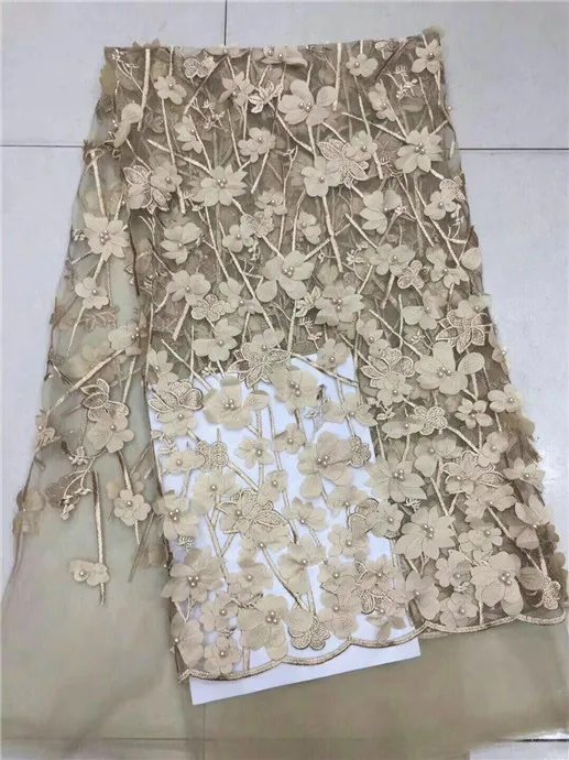 pink Color French Lace Fabric With Plenty Beaded.High Quality Guipure For Wedding Dress.Nigerian Beaded | Дом и сад