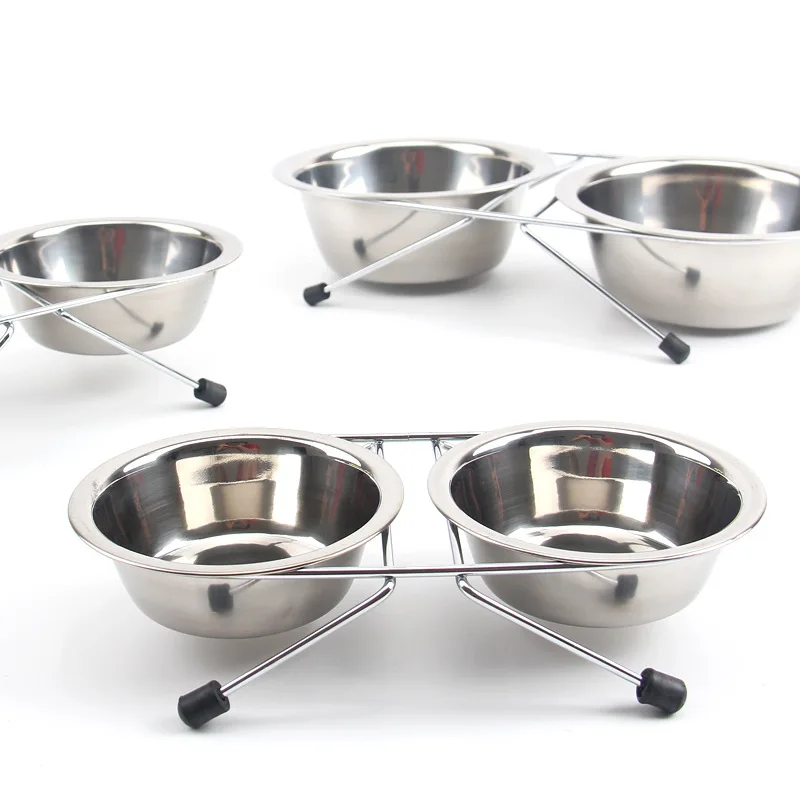 Stainless Steel Elevated Skid Pet Double Bowls Use To Feeder Dog and Cat | Дом и сад