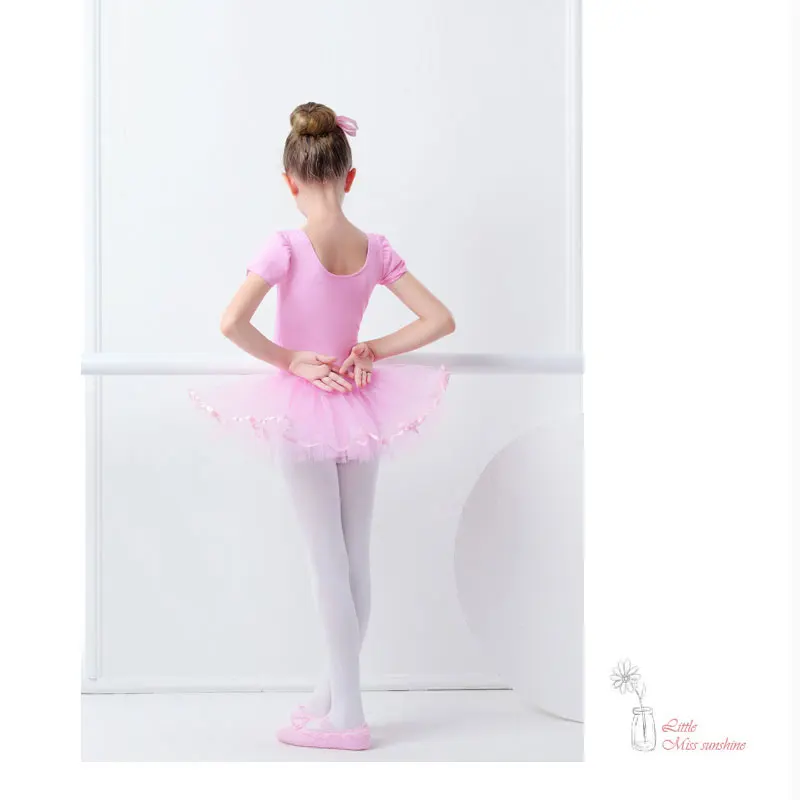 Детская балетная юбка пачка с коротким рукавом из хлопка и лайкры|cotton lycra leotard|lycra