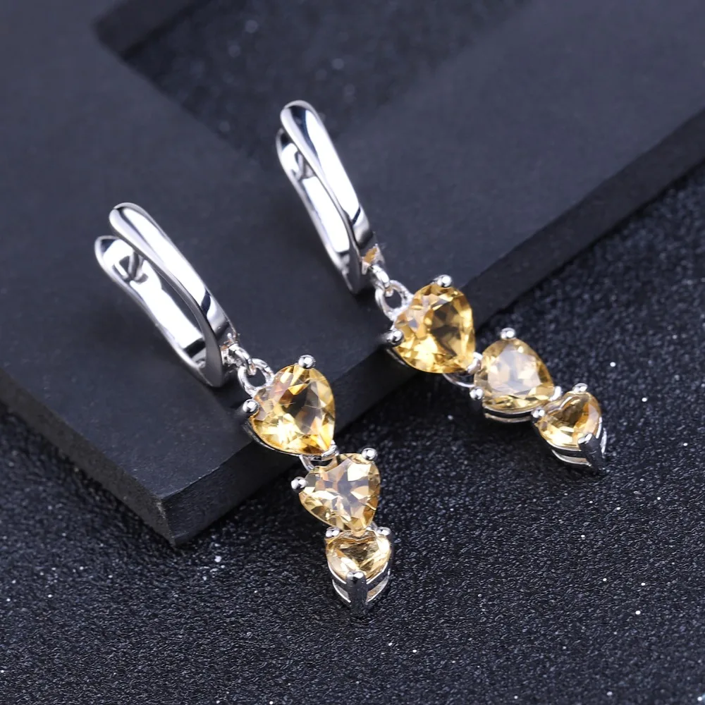 Серьги подвески женские из серебра 925 пробы с цитрином 4 86 карата|Серьги-подвески|