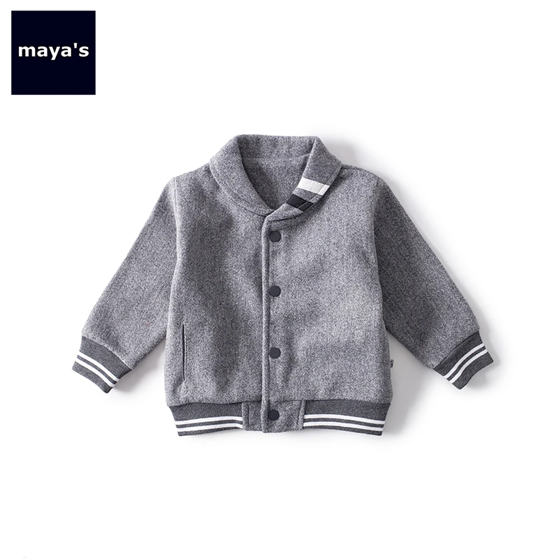 Mayas/модное серое теплое весеннее пальто для мальчиков Новая мягкая повседневная