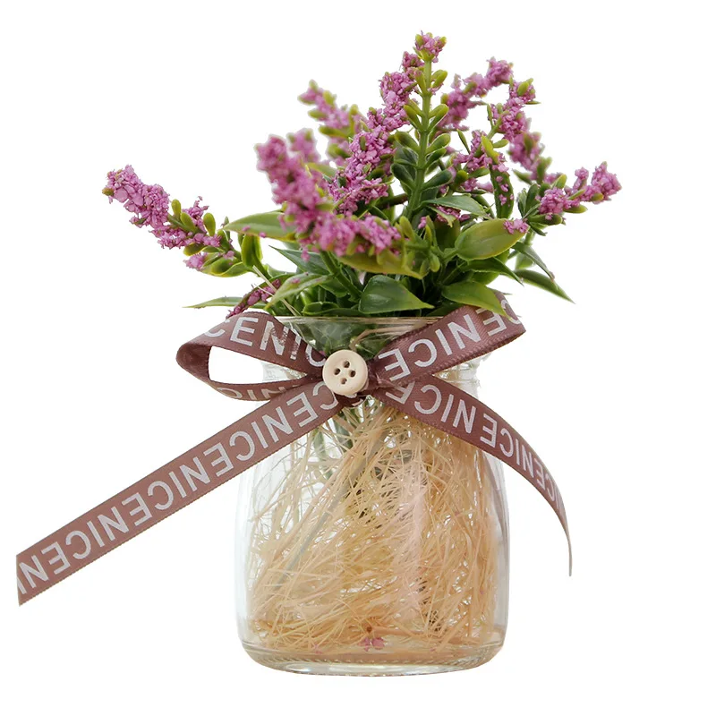 Пасторальный свежий Лавандовый Искусственные цветы Пластиковые бонсай День