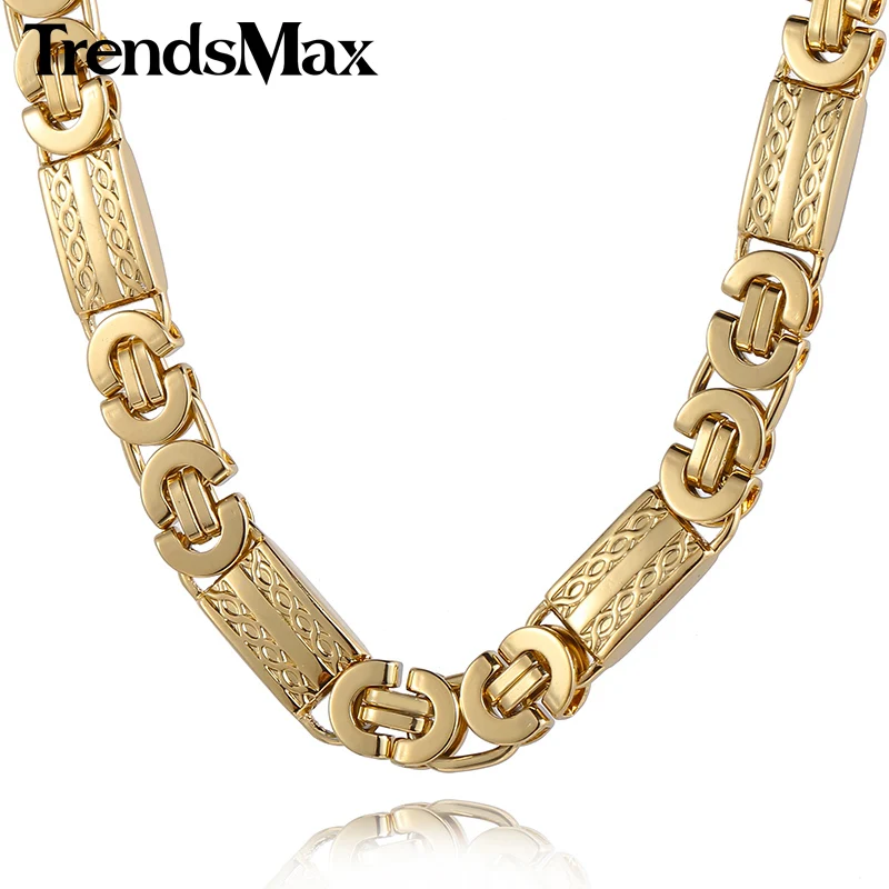 Trendsmax мужское колье с цепочкой 11 мм Золотое византическое звено ожерелье из