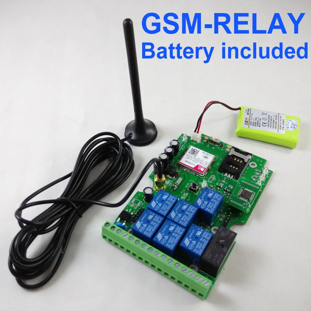Плата дистанционного управления Seven Relay Real Time GSM (батарея включена для оповещения