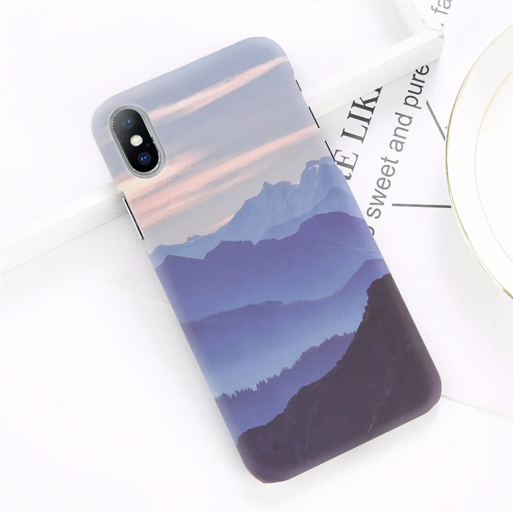 Phone Case For iPhone 8 7 Plus Mountain Peak Forest Back Cover X XS XR Max 6 6S Hard PC Cases Coque | Мобильные телефоны и
