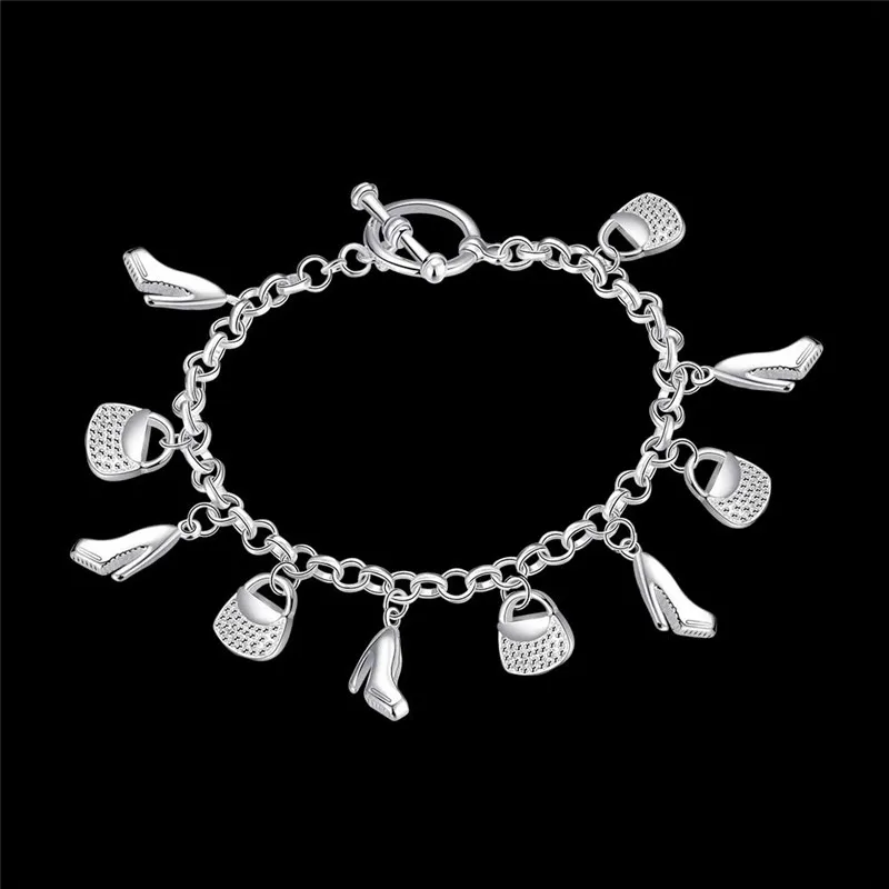 Charm Bracelet Trendy Shoes Bag Lock Design for Women Tension Setting Wedding Mother's Day Gift Pulceras Para Mujer | Украшения и