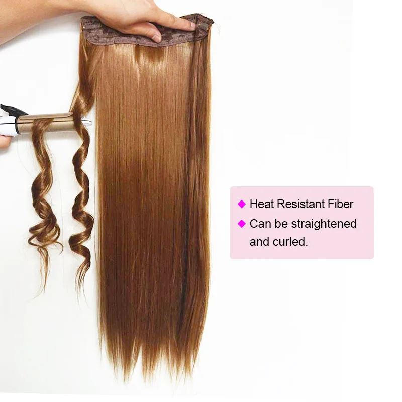 Jeedou Straight Hair 5Clips Clip in One Piece Hair Extension Synthetic Black Brown Color Women's Hairpieces