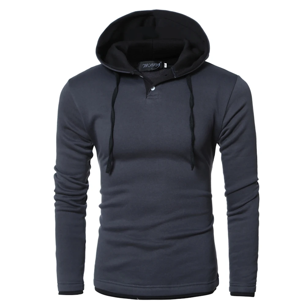 

New long-sleeved solid color men's hoodie simple casual style hoodie elastic drawstring decoration tide take male clothing