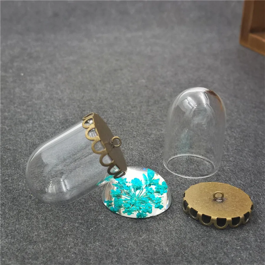 

20sets 25x18mm glass tube with mix base set no filler glass bottle vial pendant glass necklace charm