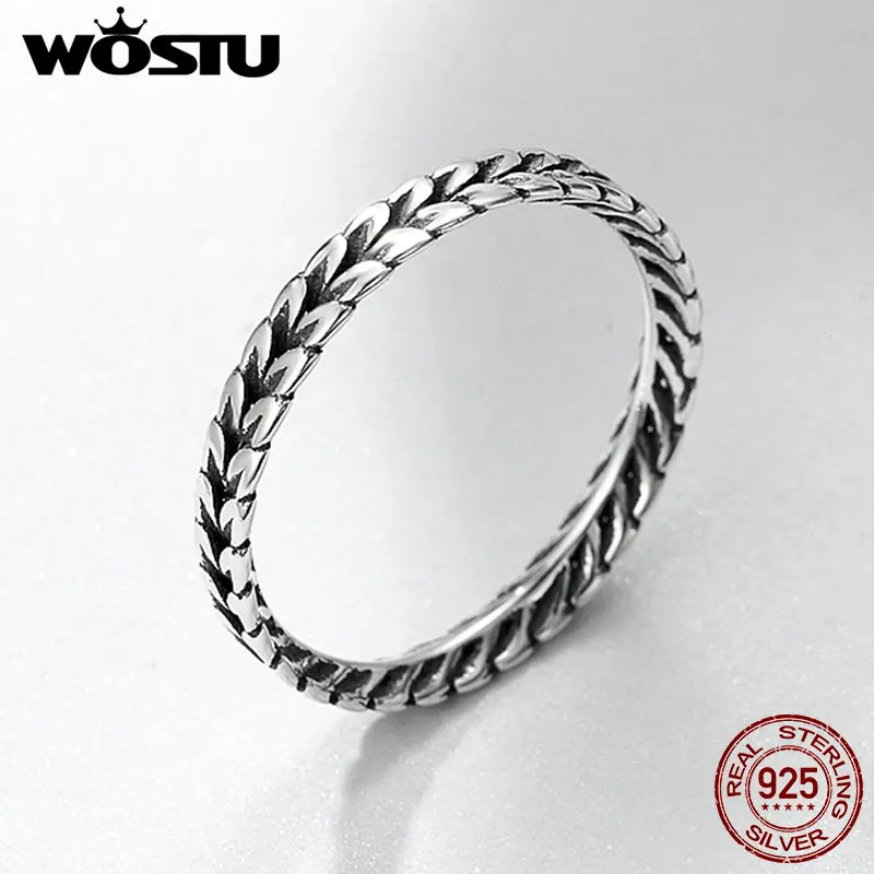 Женское Винтажное кольцо WOSTU Stackable из 100% стерлингового серебра 925 пробы с