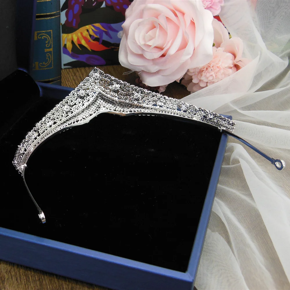Zircon Flower Wedding Tiara Zirconia Bridal Crown Headpiece CZ Tiaras And Crowns Diadema Hair Jewelry Bijoux Cheveux WIGO1161