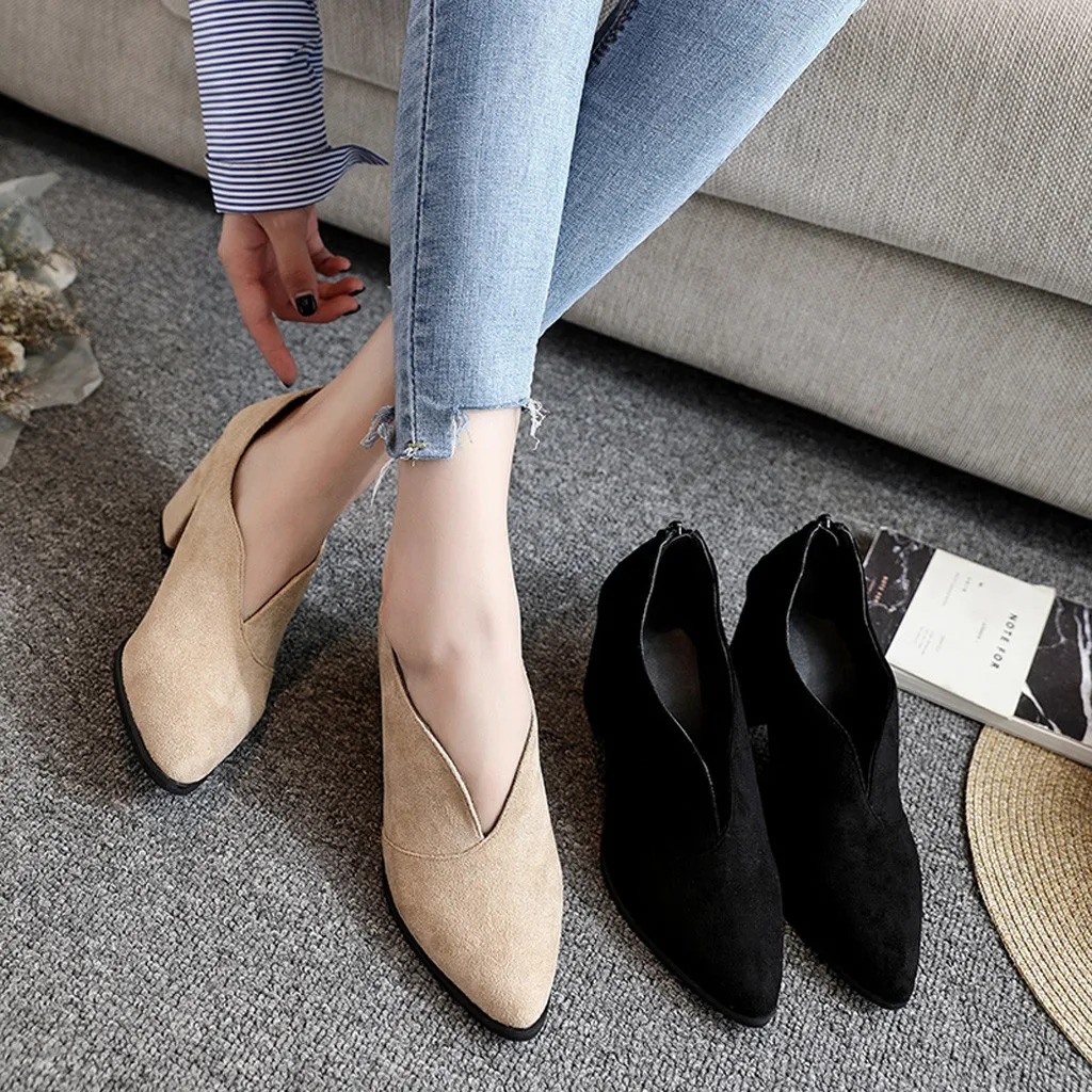 YOUYEDIAN/Женские повседневные тонкие туфли на молнии сзади; scarpe donna elegante; модные женские туфли с острым носком на высоком каблуке;# g2