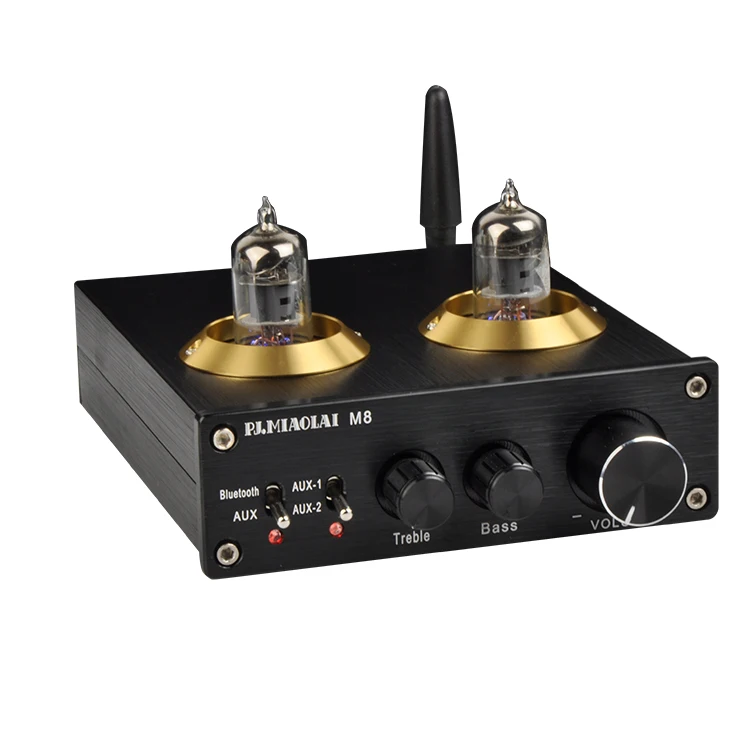 natural/nostalgic sound Bluetooth tube audio amplifier  ESS9023 decoder chip 6J1 electronic tube preamp 100w 2 channel Amplifier