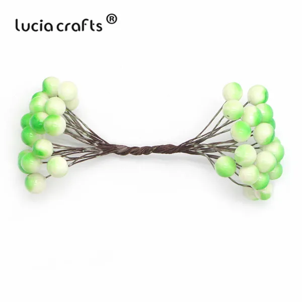 Распродажа! Lucia crafts 1 букет/5 букетов 10 мм Пена Искусственные фрукты тычинки Рождественский Декор DIY Подарочная коробка букет A0506 - Цвет: green white 1bouquet
