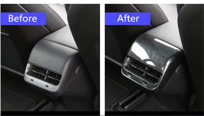 

Carbon Fiber Look Rear Air Vent Outlet Cover Trim For Tesla Model 3 2018-2019