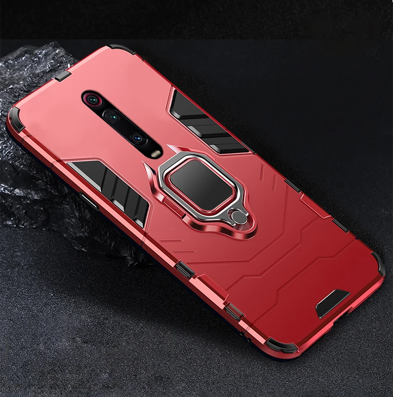 Для Red mi K20 Note 7 8 5 Pro Чехол-Броня с подставкой для Xiaomi mi 9T Pro mi 8 Lite 9T 9 SE чехол для Pocophone F1 - Цвет: Красный