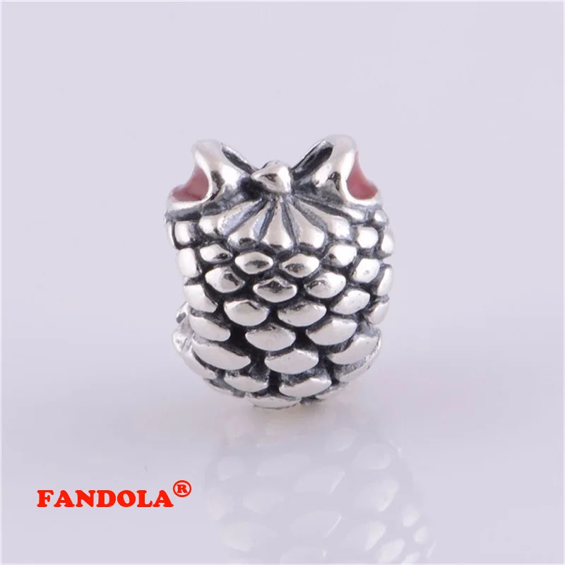 Подходит для Pandora очаровательные браслеты бусины из сосны с красной эмалью 925