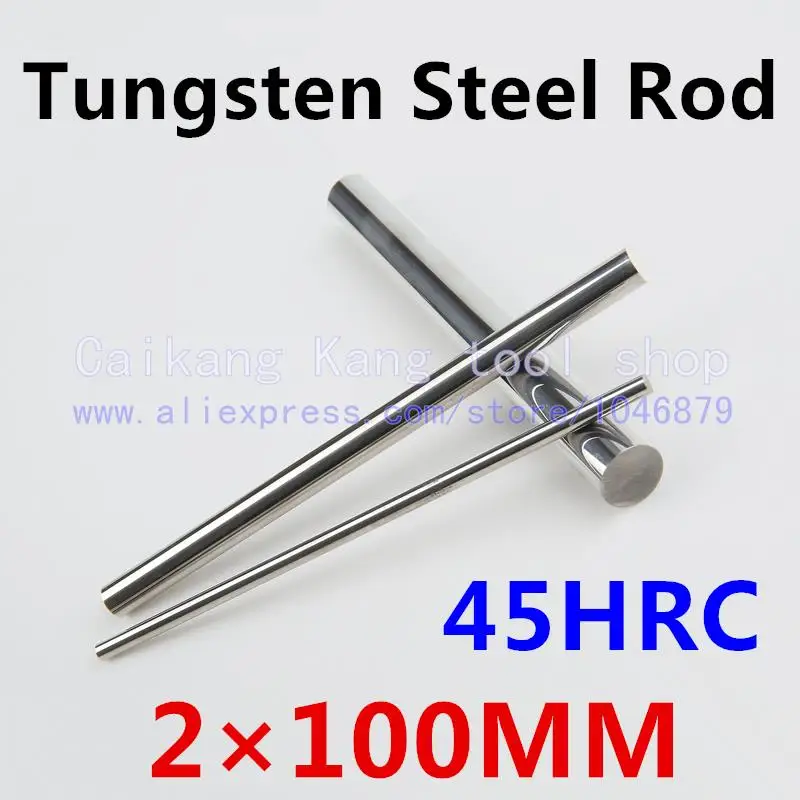 

New 2*100mm Head: 2mm High levels High purity Tungsten steel rod Tungsten Bars Cutting Hardness: 45HRC 2*100mm