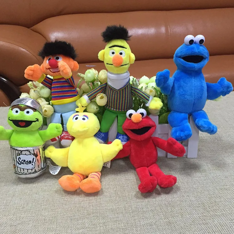 

6pcs/set elmo Cookie Stuffed Plush Dolls Toys Pendant Keychain bag hanging toys