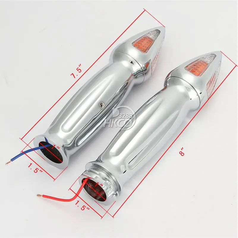 1 &quotХромированная Шипованная рукоятка мотоцикла с поворотниками Для Kawasaki Honda Yamaha