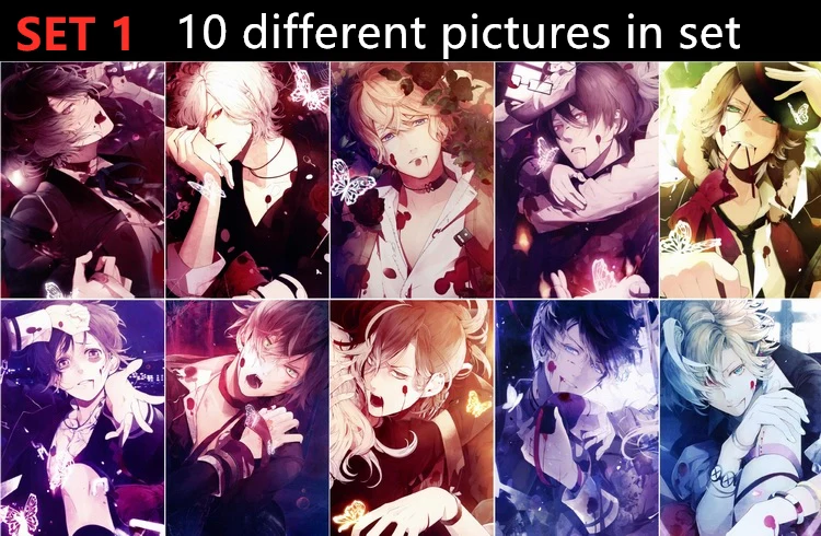 10 шт./лот дьявольские игрушки постер открытка наклейка диалловер Ayato Shuu Kanato Laito