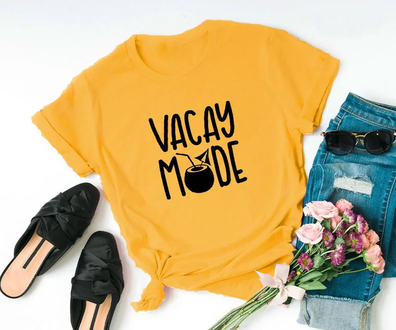 Vacay mode Летняя Пляжная футболка для отдыха новинка Tumblr хипстерская забавная топы с