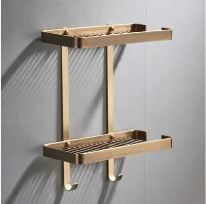 antique bronze 2 Твердая латунь настенные золото Ванная комната угловая полка для ванной полка для шампуня полка для ванной и душа мыльницы для ванны аксессуары - Цвет: antique bronze 2