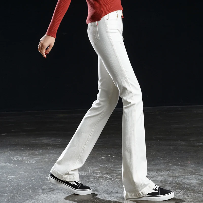 Shangege women white flare wide leg jeans lady full length skinny denim trousers for spring autumn free shipping | Женская одежда