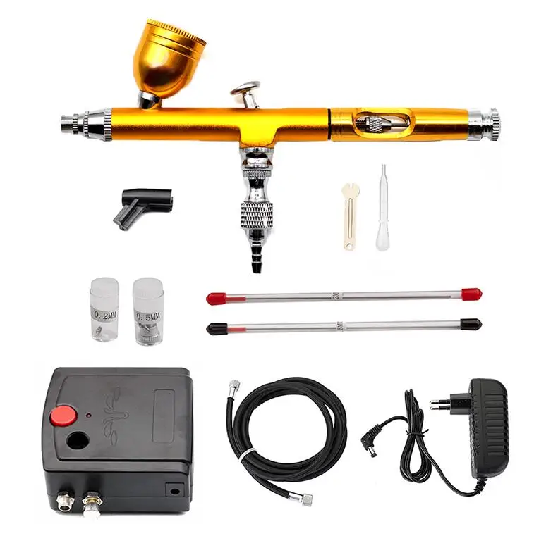 C Dual-Action Airbrush Spray Gun Mini Airbrush Compressor Kit Airbrush for Nail Art Makeup Tattoo Model Cake Car paint - Цвет: C
