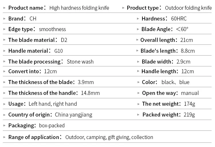 CH genuine folding knife EDC G10 handle D2 steel washed ball bearing tumbling tactical pocket camping hunting tool free shipping
