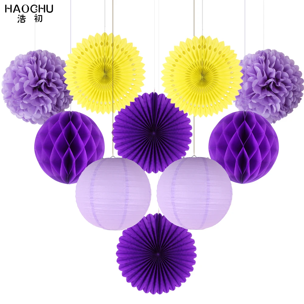 10 шт./лот Микс бумага круглый подвесной фонарь/цветы/веер украшение на день