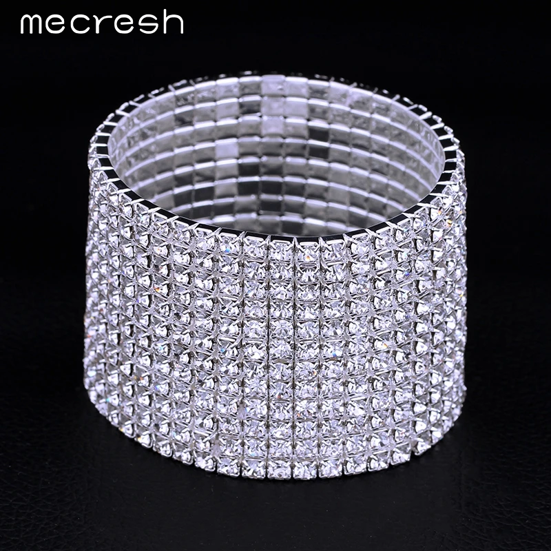 Mecresh Блестящий двенадцать Строки хрустальные бусины эластичный Свадебный