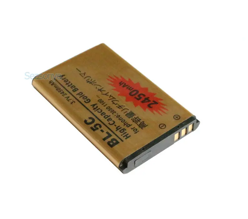 Seasonye 5 шт./лот 2450 мА/ч BL-5C BL5C BL 5C золото запасная батарея для Nokia 2710 2730c 3100 3105 3109C 3110C 3120