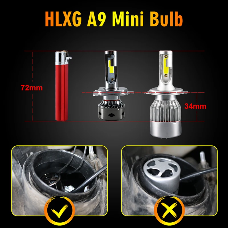 HLXG 10000lm H4 h7 led Canbus шарики 72 W фар автомобиля мини фары Противотуманные 9005 HB3 9006 HB4 H1 H8