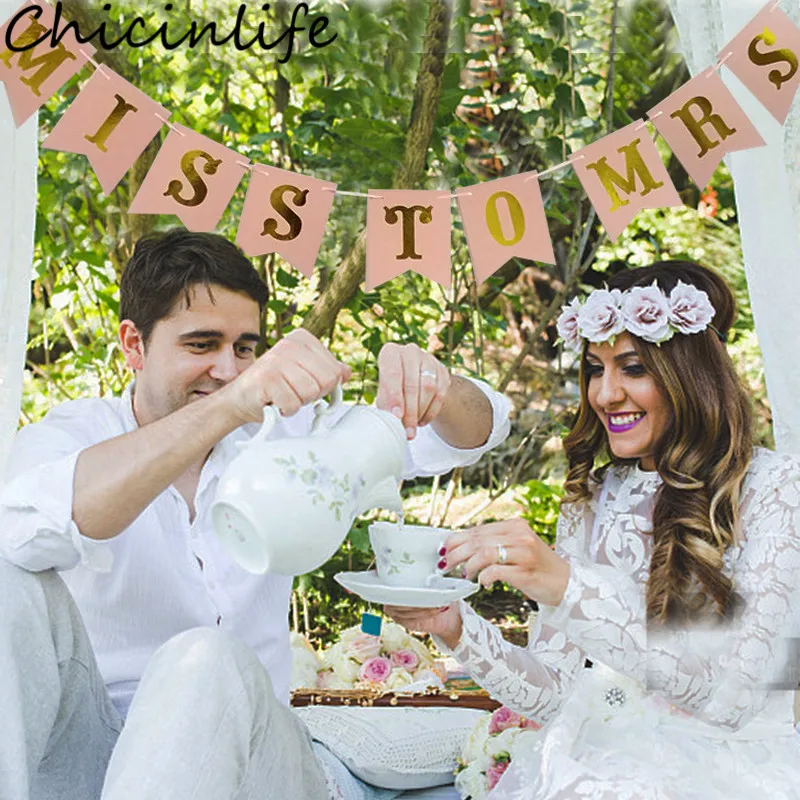 Chicinlife 1 комплект розовый Miss to Mrs баннер Девичник свадебный душ помолвка Свадебные