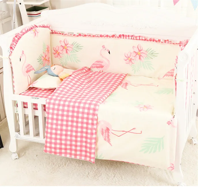 

6/9PCS Flamenco Crib Bedding piece Set Cotton kit berço crib pieces set baby bedding set blanket sheet whole set 120*60/120*70cm