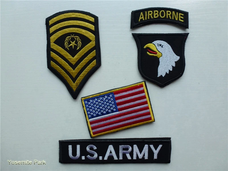 5 шт./лот ww2 US 101ST воздушно качающиеся армейские нашивки с крючком и петлей флагом