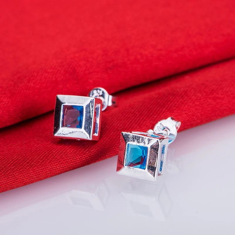 Серьги с зеленым камнем и серебряным покрытием ювелирные изделия 925 для женщин