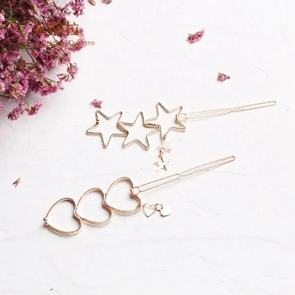 

1PC Trendy Hair Clip Accessories Hollow Five Point Stars Hairpin Star Pendant Alloy for Women Gold Hair Clip Folder Hair Jewelry