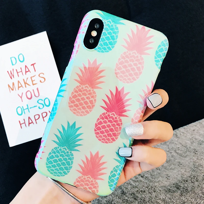 Летние чехлы для телефонов с фруктами iphone X милым рисунком ананас арбуз чехол 6 S 7 8