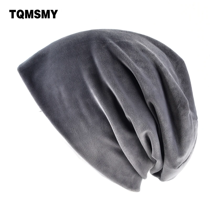 

TQMSMY Spring soft velvet hat women beanies solid color bone Unisex autumn Skullies double layer concise hats for men Turban cap