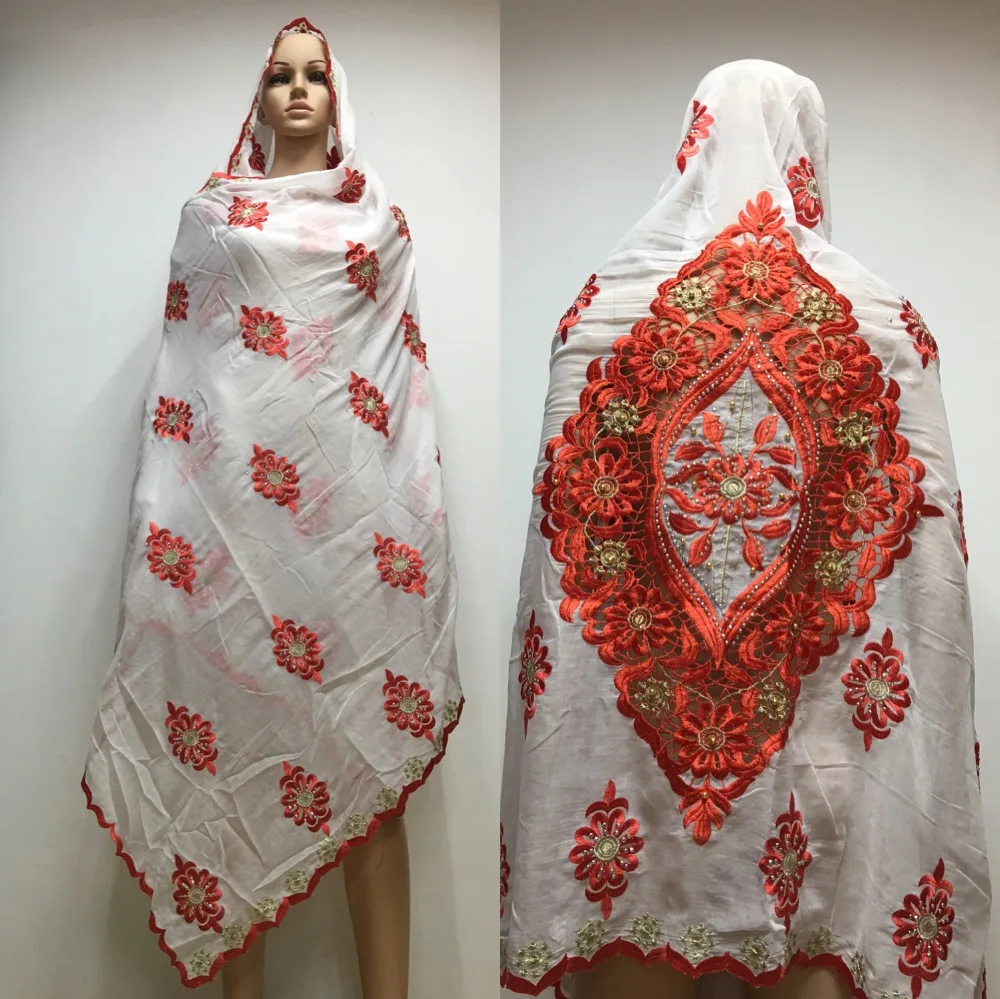 2019 новый африканский для женщин embroderiy шарфы большой embdoeriy на спине хлопковый шарф