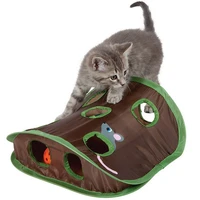 cat educational toy hide seek game collapsible puzzle exercise toy 9 holes mouse hunt with bells
