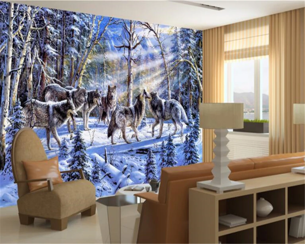 Обои для стен Beibehang фотообои с изображением снега волка животных - купить по