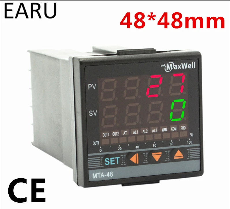 Цифровой регулятор температуры 48*48 мм AC85 265V мощность термопары Universial K J PT100 вход SSR
