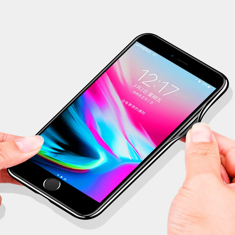 Plating Blue Light Luxury Cover For iPhone 8 7 6 6S Plus Case Tempered Glass Back Phone X XS XR XSMAX |