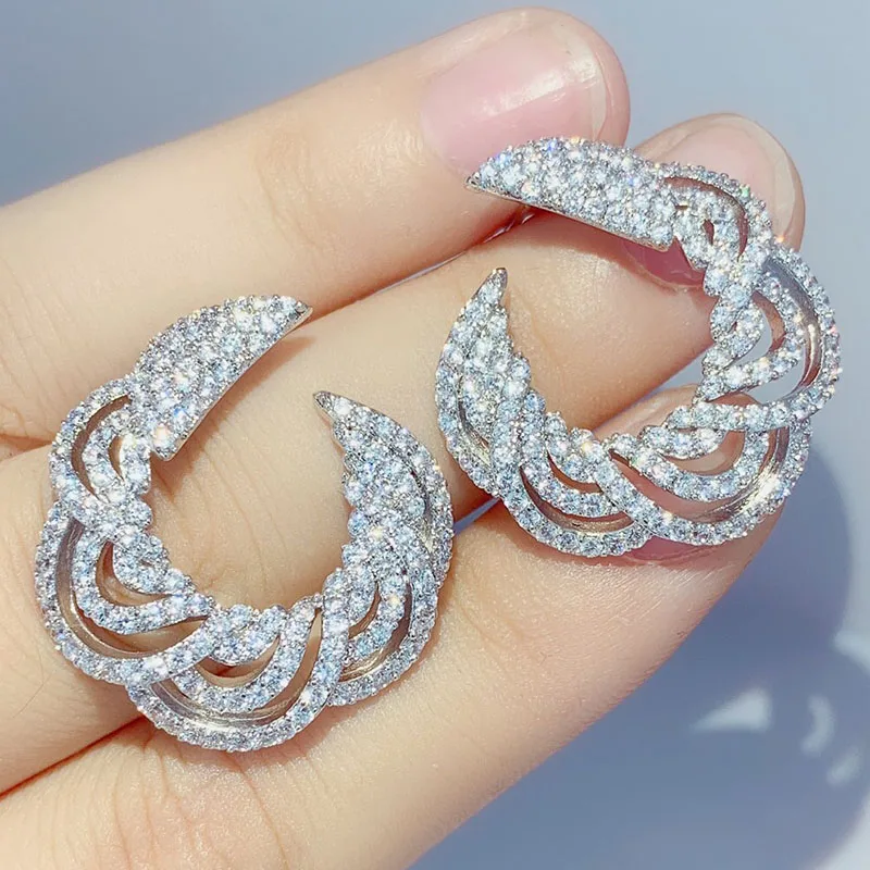 

New design luxury top micro pave U-shape zircon earrings for women,high quality fashion jewelry party/wedding earrings