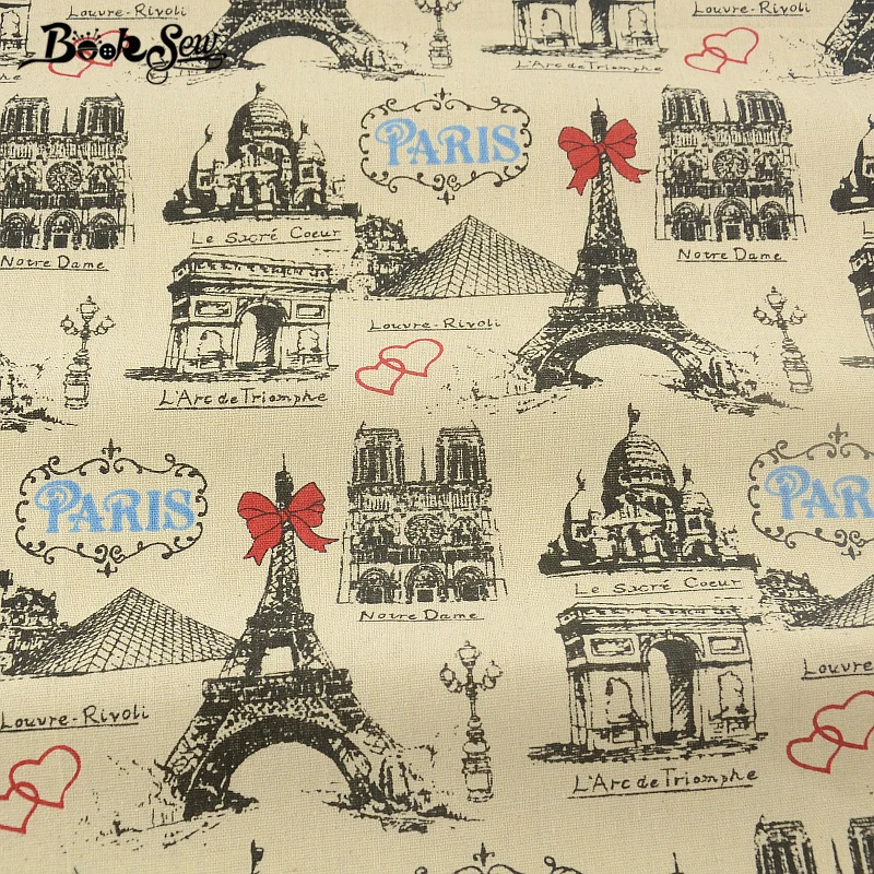 Home Textile Paris Theme Style Cotton Linen Fabric Booksew Sewing Tissu For Tablecloth Pillow Bag Curtain Cushion Decoration|cotton linen