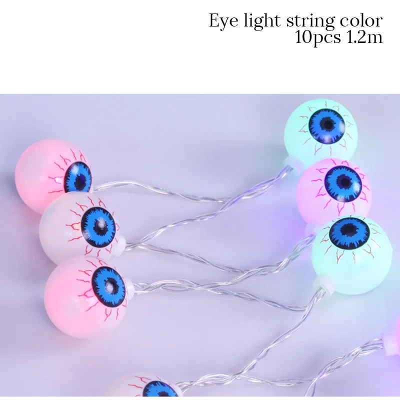 Eye Light Colorful 10 светодиодный украшения для Хеллоуина, тыква, гирлянды с черепом, летучая мышь, призрак, глаз, светодиодный светильник, безумный, Хэллоуин, ЕВА, уличные, вечерние, Декор - Цвет: Eye Light Colorful