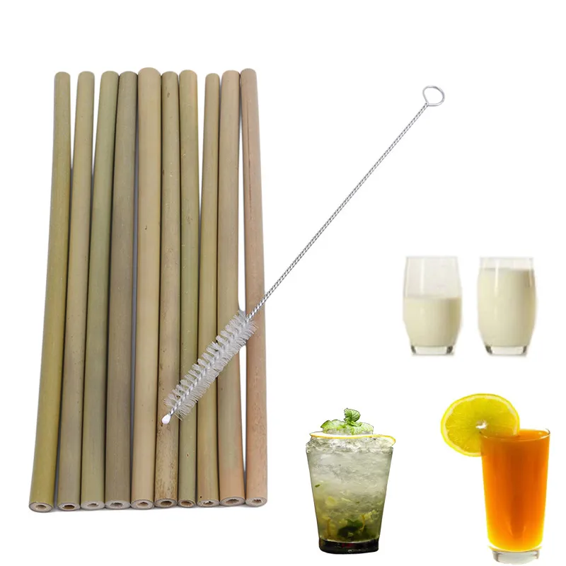 10 шт. Высококачественная бамбуковая соломинка многоразовая Экологически чистая